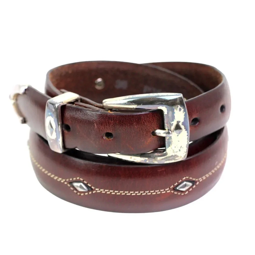 BRIGHTON BROWN REAL LEATHER 1 1/4